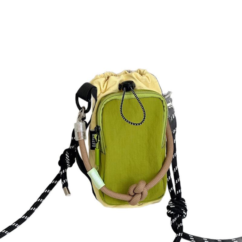 

New Lightweight Storage Bag Quick‑Drying Water Cup Bag Japanese Nylon Small Crossbody Bag Casual Phone Coin Earphone Bag зелёный