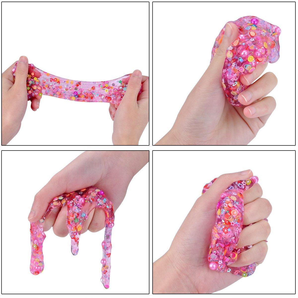 Kvvdi - 4 упаковки разноцветных жемчужно-кристаллических слизей с фруктами — фото 5