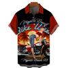 Trendy patchwork geometric short-sleeve shirt, casual and versatile for daily wear.