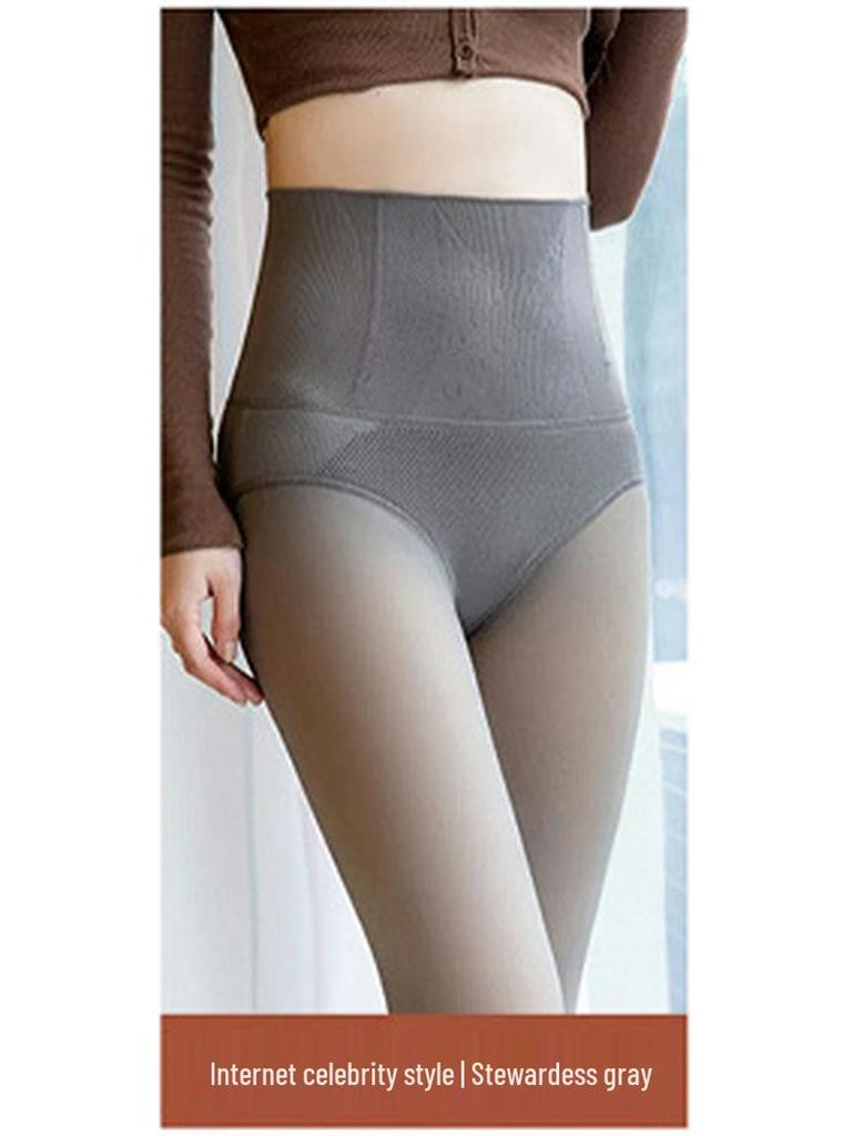 Legginsy z wysokim stanem kontrolujące brzuch: Podnoszące pośladki, Gołe nogi, Nad kolano, Antypoślizgowe Rajstopy 260g