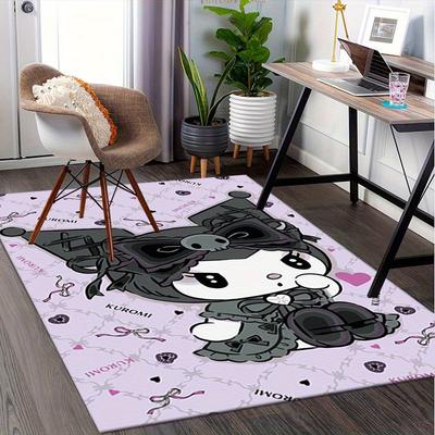 1 vnt. Sanrio Kuromi undinėlės rašto biuro kilimas stačiakampis kilimėlis po stalu, puiki kambario puošmena svetainei, miegamajam, virtuvei, neslystantis grindų kilimėlis