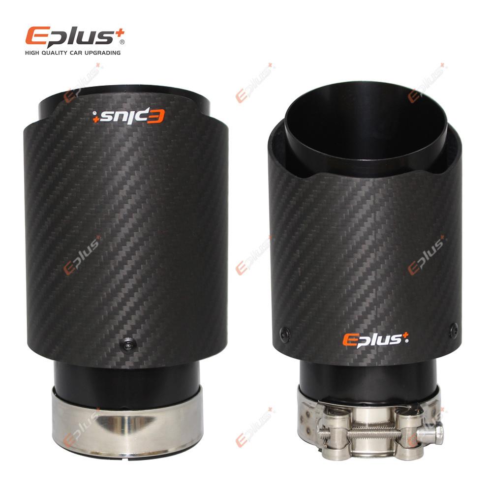 EPLUS Auto Matt Carbonfaser Auspuffendrohr Auspuffanlage Rohr Auspuffendstücke Düse Universal Gerade Edelstahl Schwarz Für Akrapovic