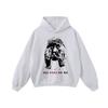 Mens Oversized Vintage Washed Cotton Hoodie With Graphic Print Drop Shoulder Long Sleeve Round Neck Loose Fit Streetwear