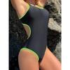 Sexy Neon Grün Schwarz Patchwork Bademode Damen Ausgeschnitten Überkreuzter Rückenfreier Badeanzug Schlank Bauchkontrolle Einteiliger Badeanzug 2025