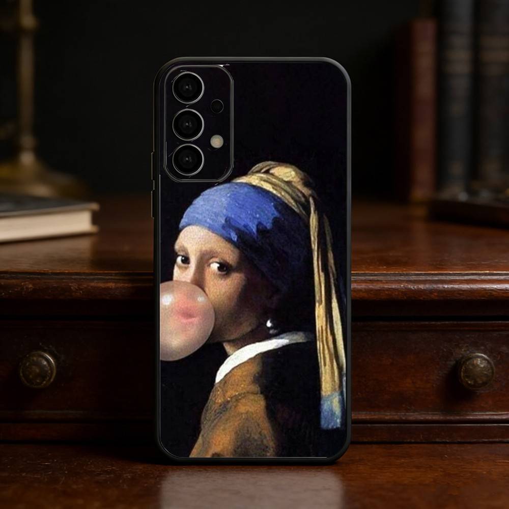 

Girl With A Pearl Earring Vermeer phone Case For Samsung S25,24,21,22,23,30,Ultra,20,Plus,Fe,Lite,Note Soft Black Cover Samsung S21Ultra