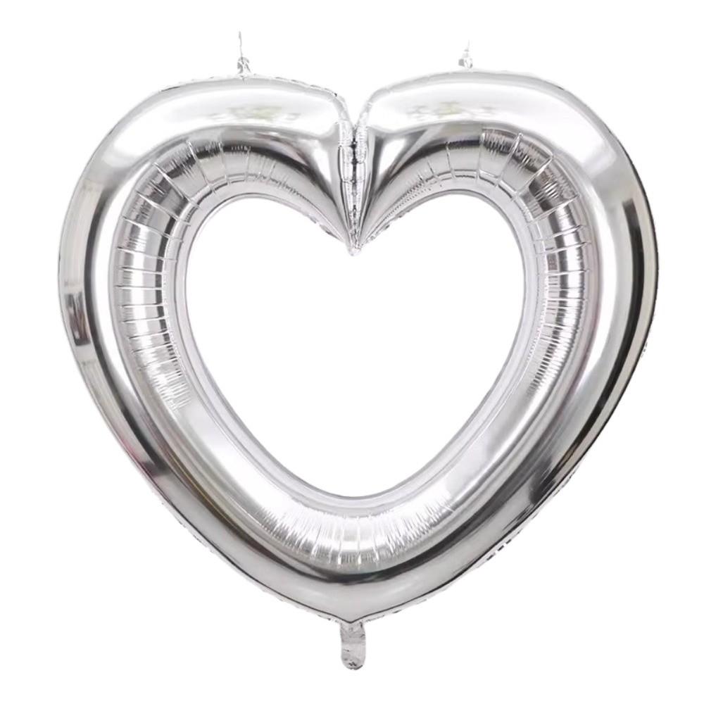 Metallic 40 Inch Heart Balloon Reusable DIY Hollowed Heart Foil Balloons Romantic Inflatable Heart Chain Balloons
