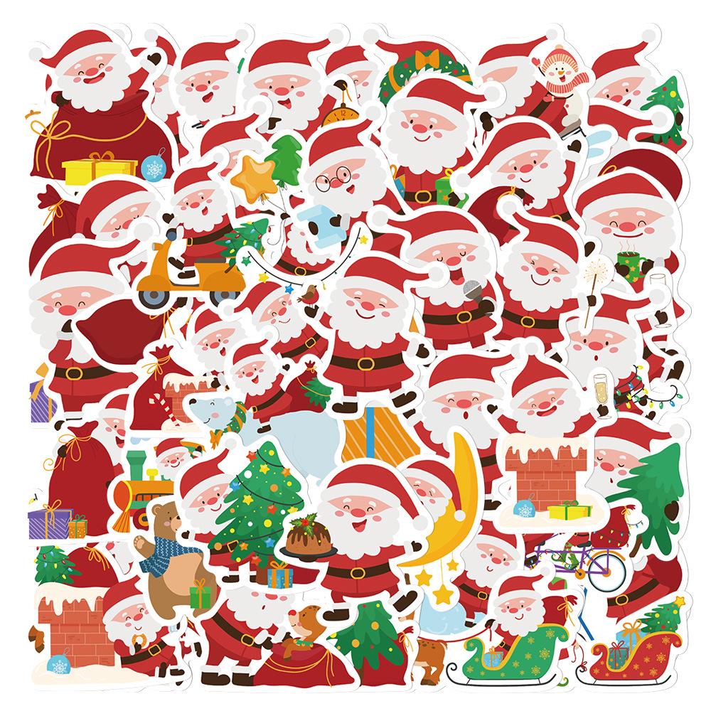 50 Waterproof Santa Claus Stickers - Festive DIY Decals for Gifts, Cups, Phones & Computers