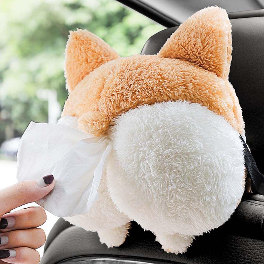 Napkin Holder Corgi Tissue Box Plush Paper Napkin Case Lovely Corgi Ass Tissue Box  For Car Seat