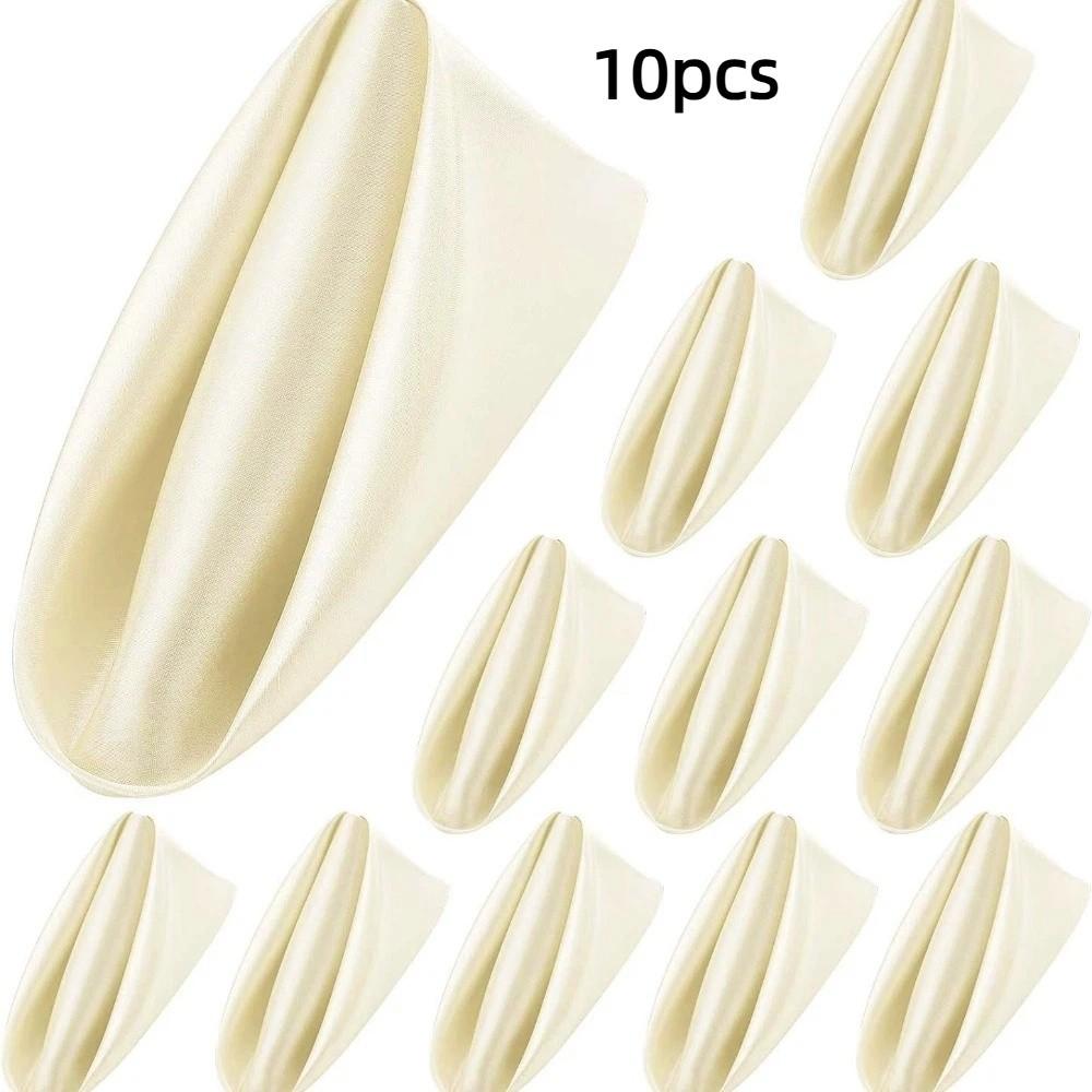 10pcs Square Silky Satin Napkin Smooth Table Napkins Dinner Napkins  For Wedding Banquet Restaurant