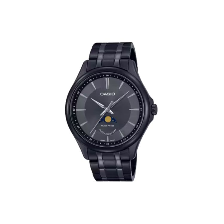 Casio 50M Waterproof Quartz Watch Stainless Steel Band Men watches Black MTP-M100B-1A Black Strap