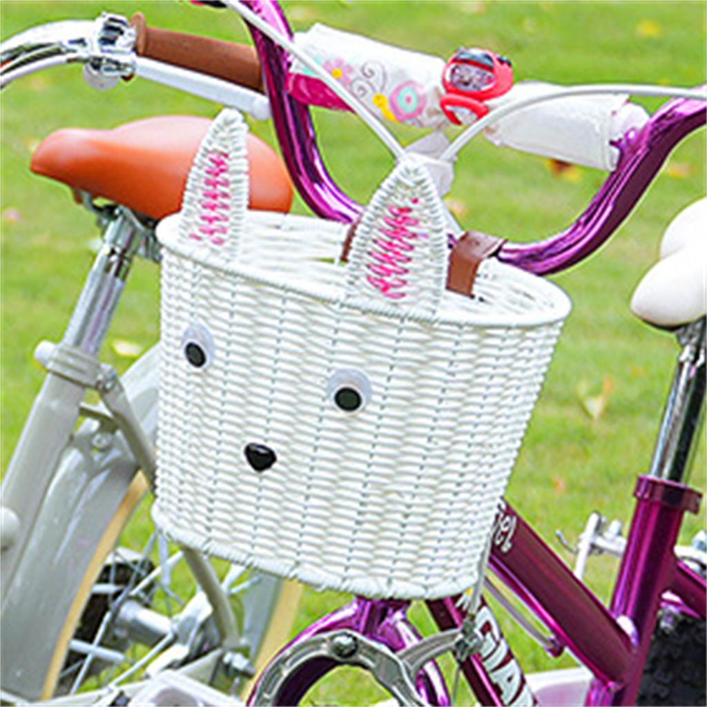Vintage Woven Front Basket for Kids Bike Natural Rattan Bicycle Basket with Metal Bracket Fits Balance Bike Children Bicycle Accessories