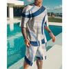 Summer 2026 New Men's Casual and Fashionable 3D Printed Pattern Two-piece Street Style