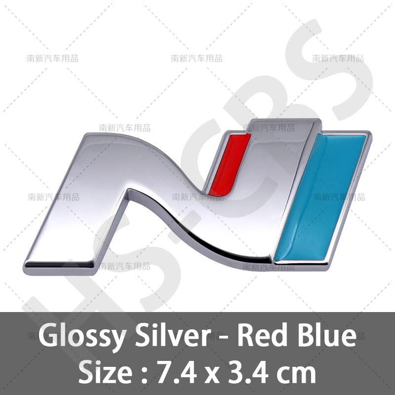 1Pc Metal N Emblem Logo N Badge Decal Nline ar Stickers For IX25 IX35 I20 I30 Kona Tucson Sonata Elantra Veloster Accent Car Styling