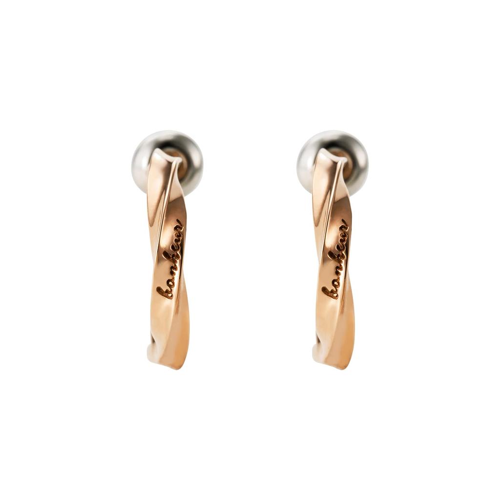 Surgical Stainless Half Pink Set of 4SPE007GO 4SPE007GO [White Clover] Earrings, Steel, Hoop, Twist, Message, & Pink, 2, &