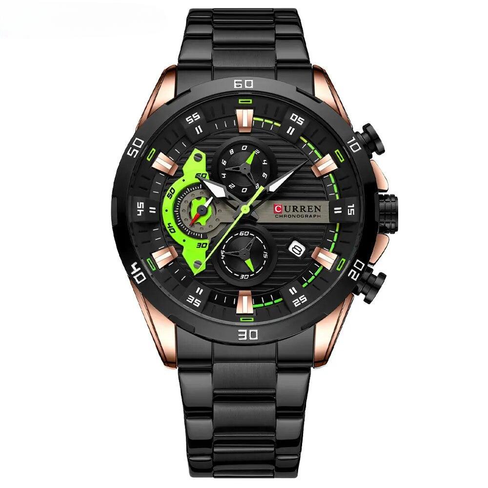 Stylish Stainless Steel Men's Quartz Watch Water Resistant Wristwatch with Date Display