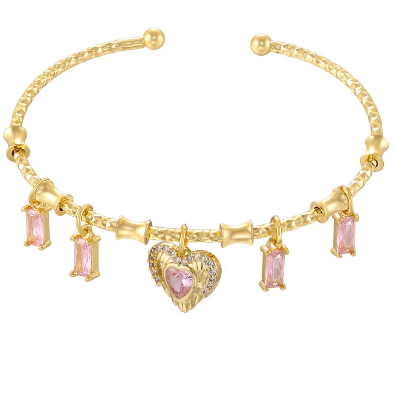 

ZHUKOU candy charms bracelet for women Gold color romantic round charms bangles lady birthday gifts Man bracelet Jewelry VL338