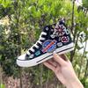 Fashion Handmade Decoration Women Shoes New Retro Sneakers Shoes Woman Canvas Round Toe Cross-tied Causal Flats Female High Top Shoes
