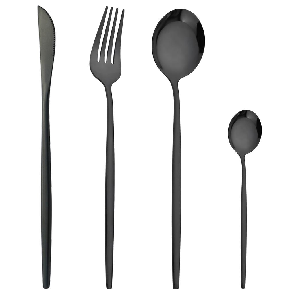 Westliches 4-teiliges Gold-Geschirr-Set, Messer, Gabel, Kaffeelöffel, Besteck, Edelstahl, Geschirr, Besteck, Kiechen-Besteck