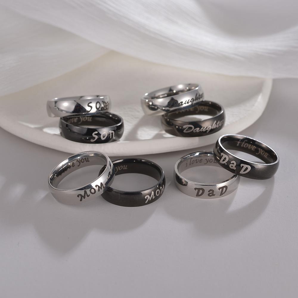 1PC Stainless Steel Family Ring Fashion Warm Member  Christmas Gift Idea for Women Girls