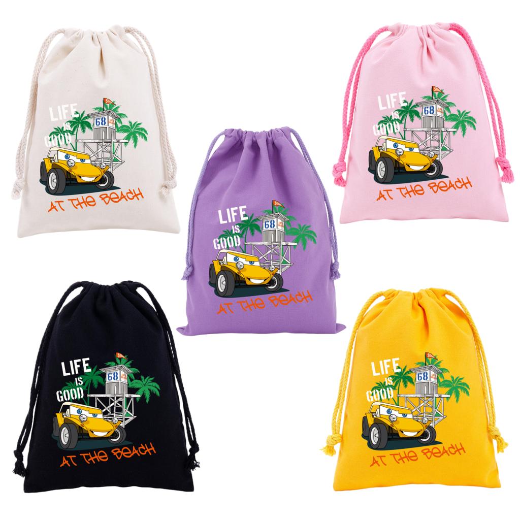 Cars Lightning McQueen Drawstring Bags Cartoon Anime Character Print Large Capacity Canvas Storage Bag Party Gift Candy Bag