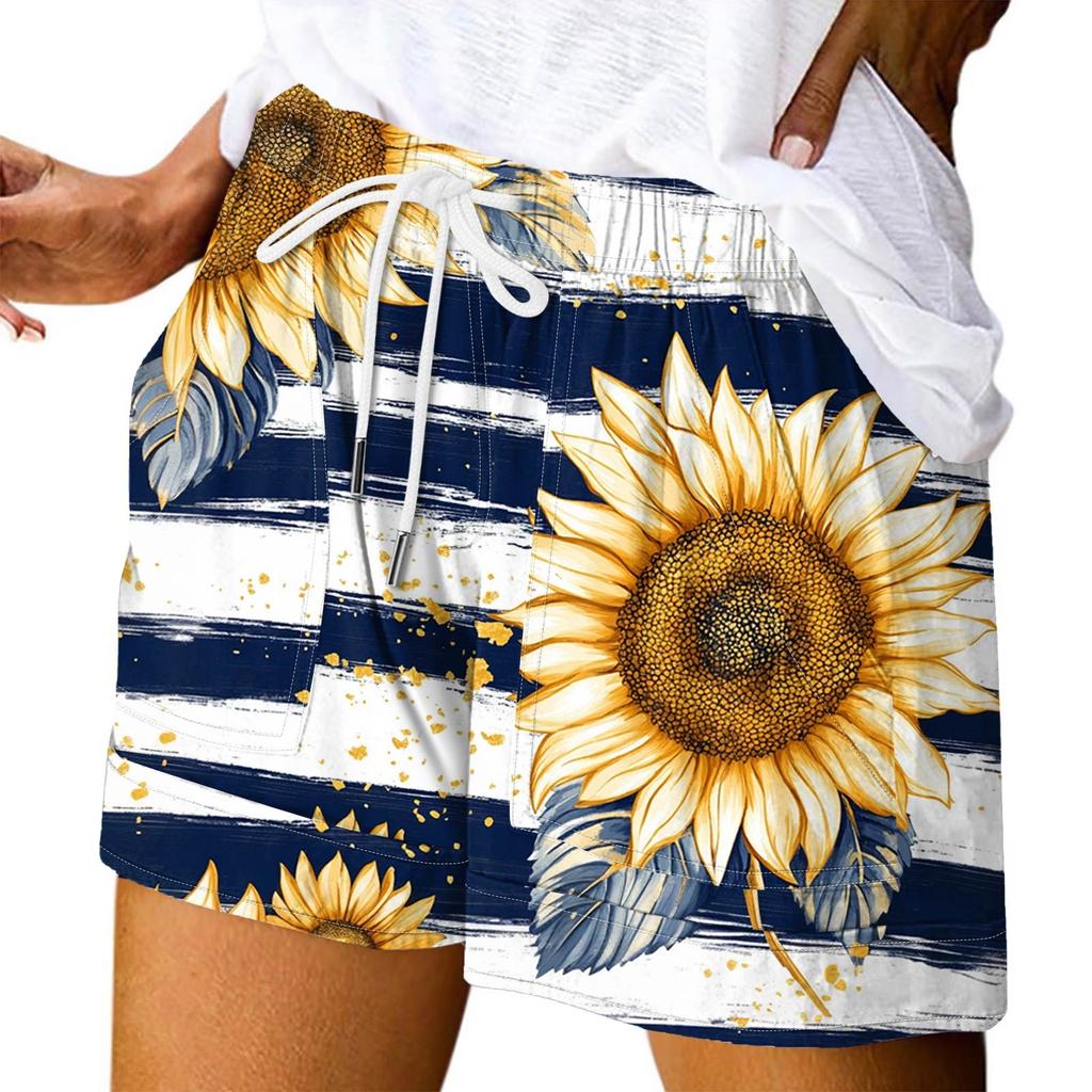 Women's Casual  Summer Elastic Beach Shorts  Print Casual Shorts