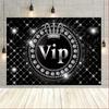 Fundo de Coroa VIP Prata Sonho para Fotografia de Festa de Aniversário de 16 Anos, Suprimentos de Decoração para Festa de Aniversário