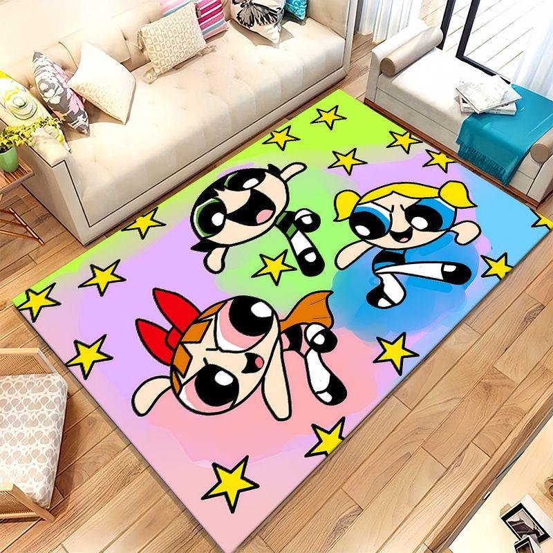 The Powerpuff Girls Blossom Cartoon Soft Non-Slip Large Area Rug for Living Room,Bedroom Playroom Carpet Mat for Sofa,Home Decor