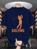 Golfing Player Silhouette Unisexs T Shirt Crew Neck Cotton Golf Tee For Golf Fans Outdoor Gift For Male Sports Lovers Daily Wear
