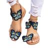 Summer New Bohemian Flat Slippers Wearing Ethnic Style Butterfly Toe Beach Sandals for Women Size 43