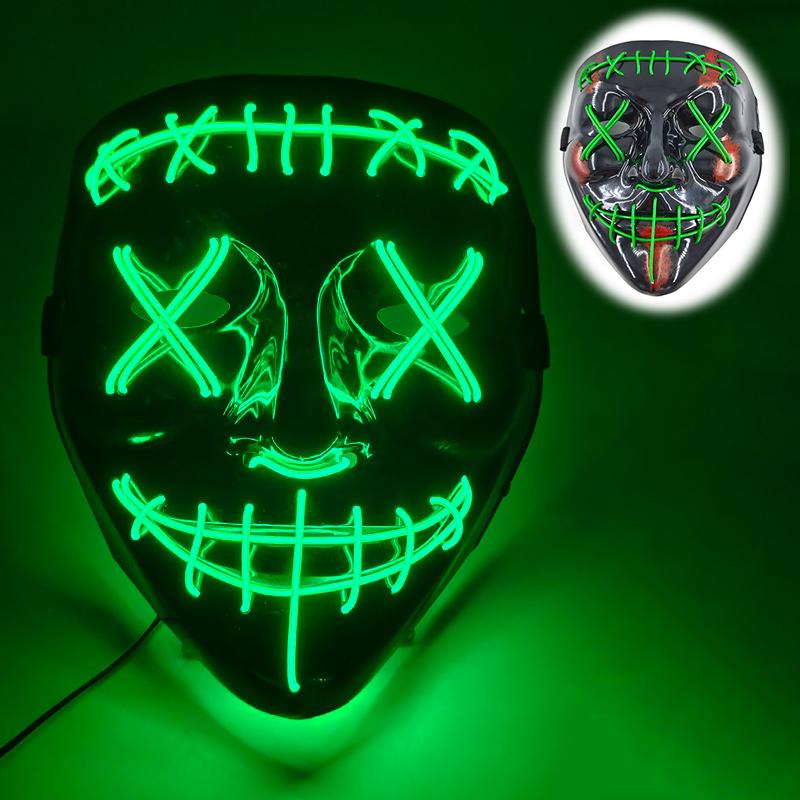 Halloween Mask Flashing Cosplay LED Vendetta Mask Anonymous Mask Halloween Christmas Party Gift for Adult Kids Film Cosplay Mask