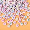 Alphabet Beads: Colorful A-Z Single Letter Round Beads for DIY Jewelry – Flat, White Background, Straight Hole for Stringing Phone Chains & More