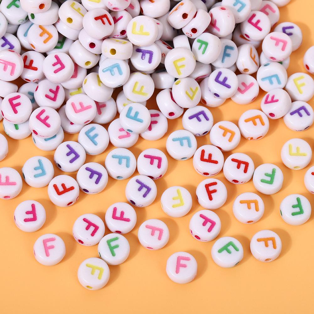 Alphabet Beads: Colorful A-Z Single Letter Round Beads for DIY Jewelry – Flat, White Background, Straight Hole for Stringing Phone Chains & More