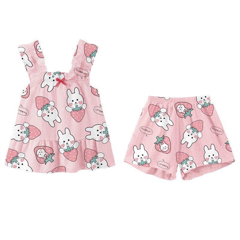 

2024 Милый мультяшный аниме летний пижамный комплект для девочек - майка и шорты 150 cm