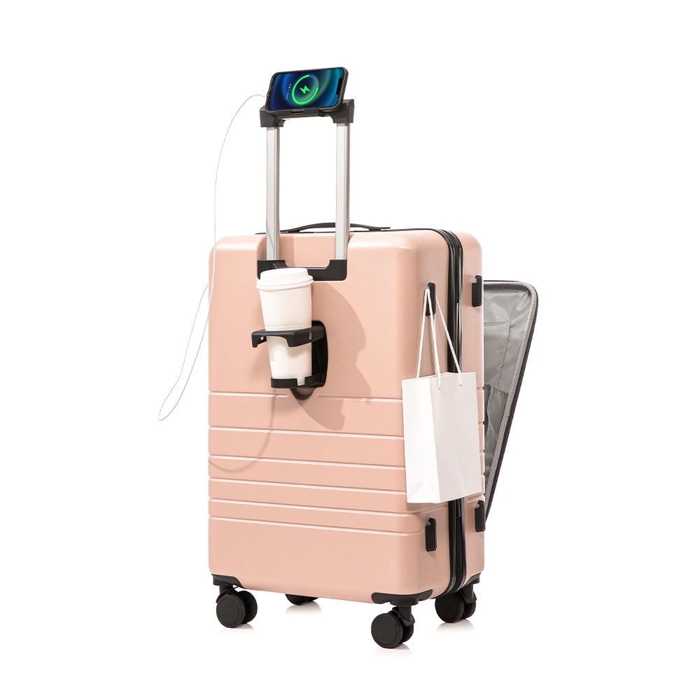 Yongsheng 20'' Front-Opening Suitcase with Universal Wheels, Password Lock & Large Capacity 24'' Zipper