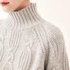 Women's 100% Merino Wool High-Neck Cable Knit Sweater