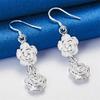 Luxurious 925 Sterling Silver Exquisite Double Rose Earrings for Women, Fashion Jewelry Gifts, Wedding Accessories