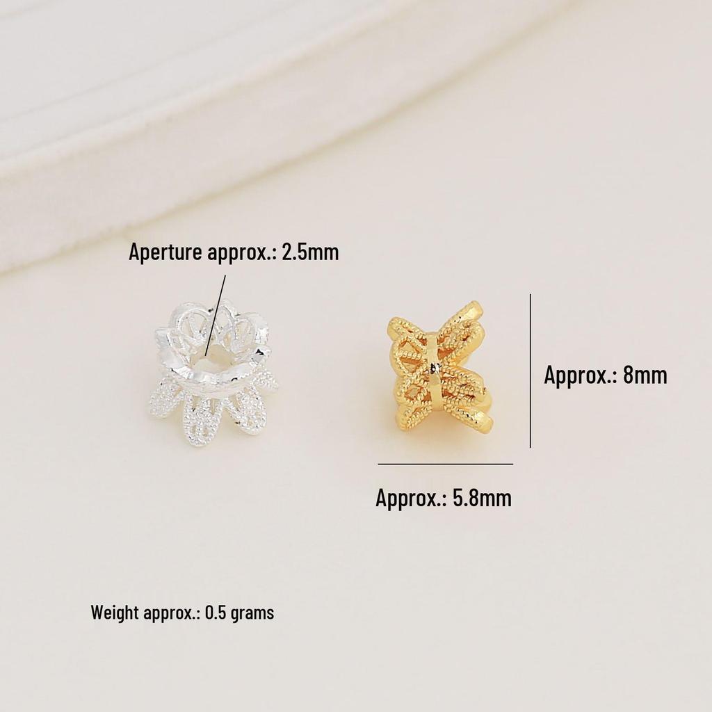 18k Gold-Filled Color-Preserving Hollow Waist Flower Spacer Beads for DIY Double-Sided Crystal Bracelet Jewelry