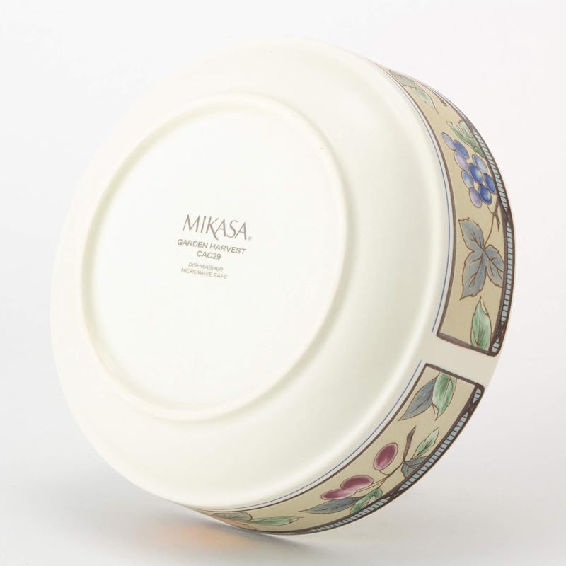 MIKASA Garden Harvest Bowl, White, Diameter 16.1cm x Height 6cm, 900ml, Microwave, Dishwasher, and Oven Safe, T-770412