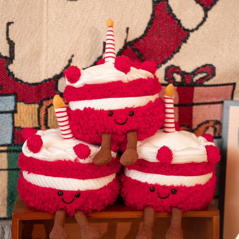 Creative Red Velvet Cake Plush Doll – Stuffed Animal Comfort Toy for Girls, Perfect Birthday Gift.