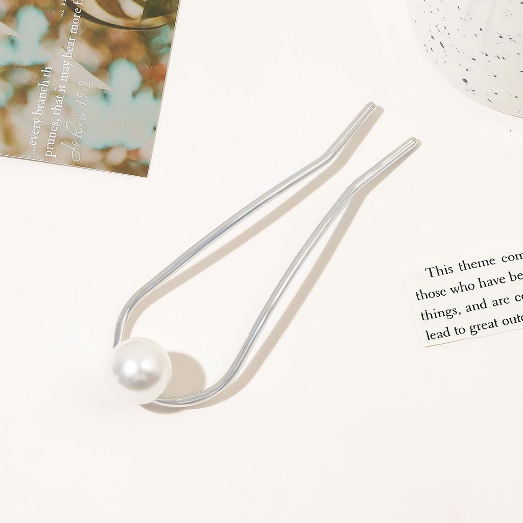 New Metal Vintage U Shape Hairpin Pearls Hair Sticks Long Hair Bun Fixed Hair Clip Wedding Womens Sweet Hair Accessories Hairpin