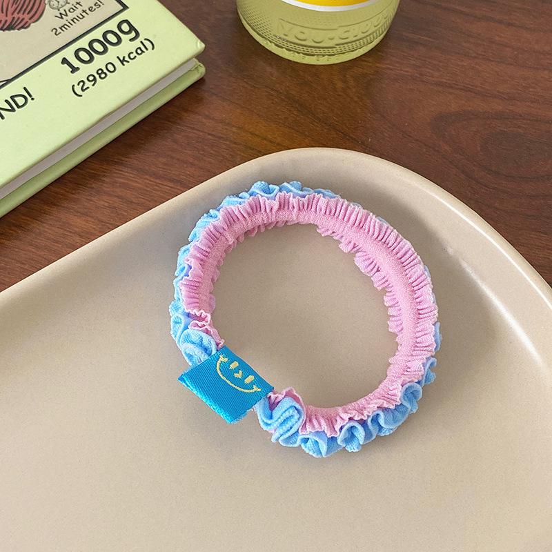 

Корейская милая резинка для волос конфетного цвета с оборками и кружевом: Милый, Универсальный, Высокоэластичный Аксессуар для Волос