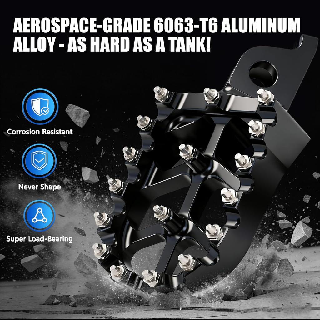 Dirt Bike Foot Pegs,Motorcycle Footpegs Wider Foot Rest Pedal CNC for KX250 KX450 2019-2024 KX250F 2006-2018 KX450F 2007-2018 KLX450R 2008-2013