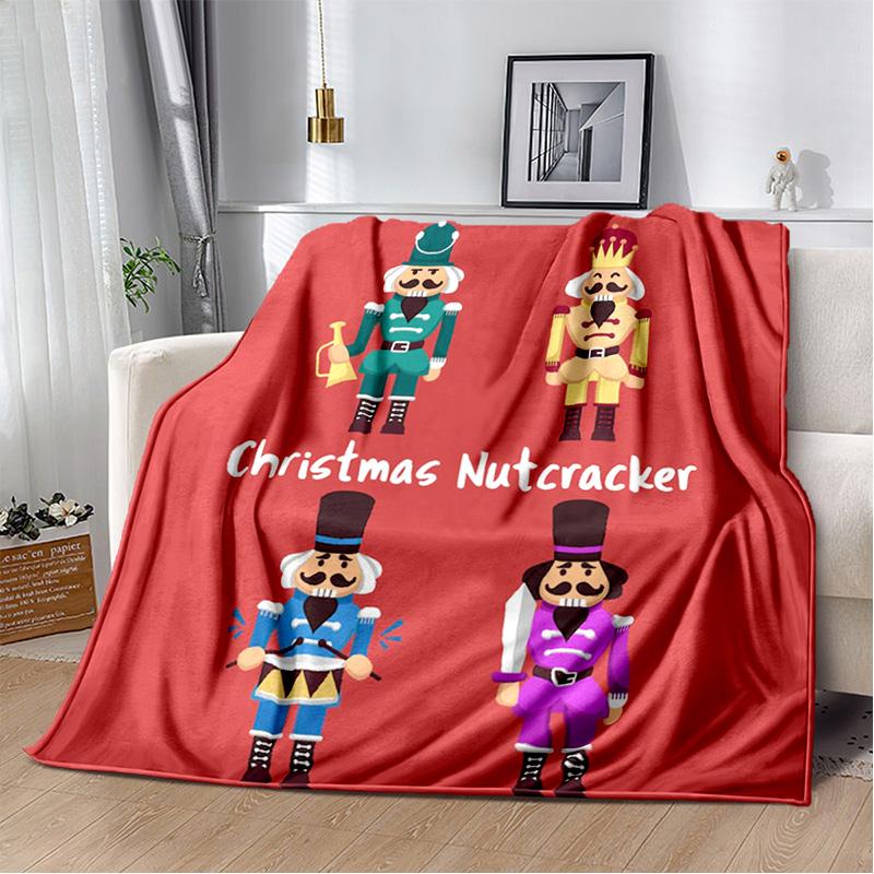 Kreslený Louskáček Vánoční strom Měkká Plyšová Deka, Flanelová Deka Přehoz na Obývací Pokoj Ložnici Postel Pohovku Piknik Děti