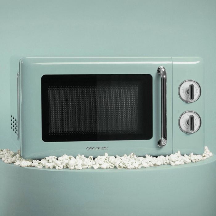 Cecotec Micro-ondes Mécanique avec Grill de 20 L Proclean 3110 Retro Vert: 700 W 6 Niveaux Minuterie Décongélation