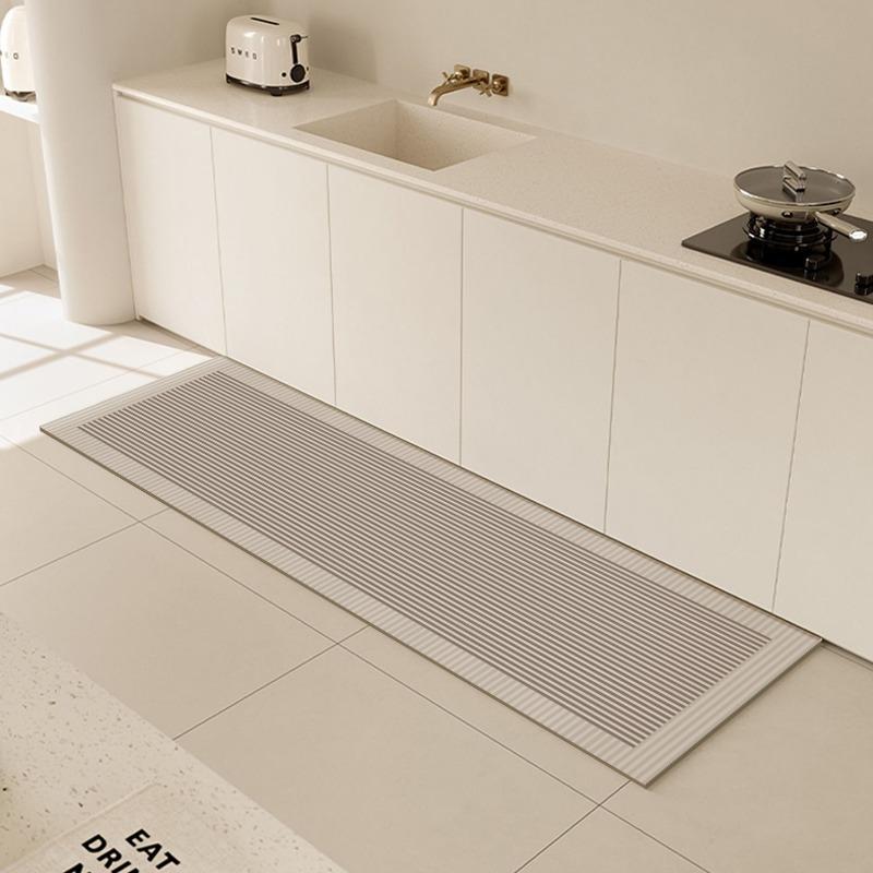 Kitchen Floor Mat Absorbent Special Carpet Non-slip Quick-drying Diatom Mud Foot Mats Plaid Pattern Light Luxury High-end Rug