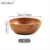 Cuenco de madera de Acacia para ensalada, cuenco de madera antiescaldado para niños, adecuado para decoración de helados de frutas y verduras, 1 Uds.