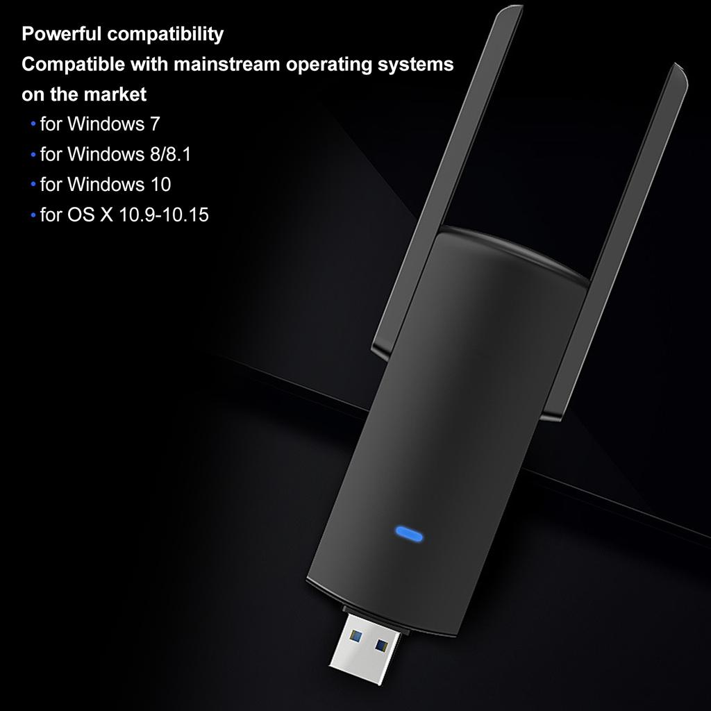 USB 3.0 WiFi Adapter with 2 5dBi Antenna 2.4GHz 5GHz Dual Band 1300M Wireless Network Adapter for Windows11 10 8 8.1 7