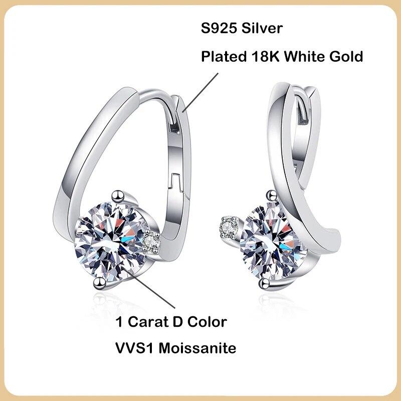 D Color 100% Real 1CT Moissanite Cercei Cercei Pentru Femei Partide S925 Sterling Argint Cercei Diamant Bijuterii Fini