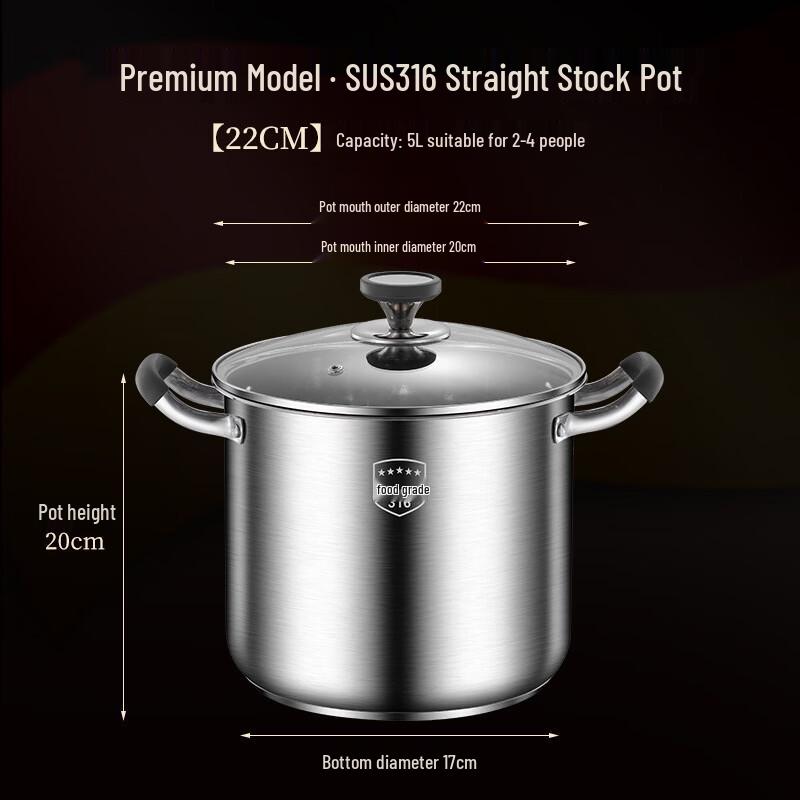 Youchumao Upgraded 316 Stainless Steel Double-Handle Stew Pot