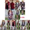 Cozy Women Plaids Cardigan T-shirt With Stylish Lapel Collar For Casual Wear